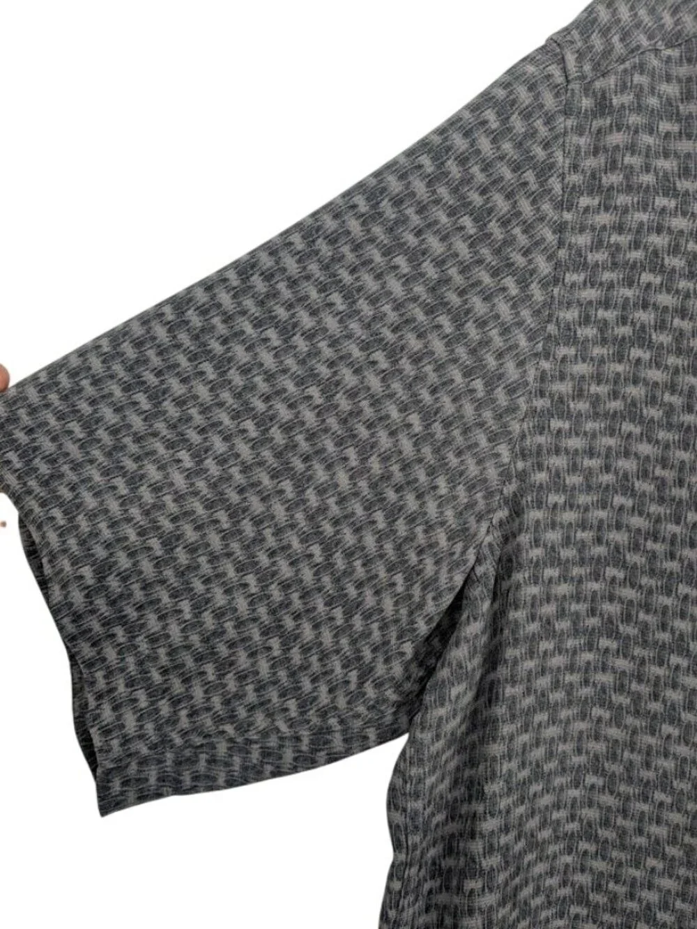 Vintage Silk Button Up Shirt Geometric Abstract Y2K Retro Lightweight 90s Medium